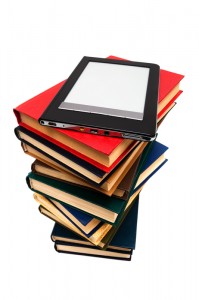image of books & ebook reader