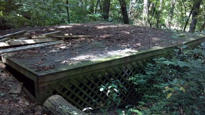 Remains of a building on the trail